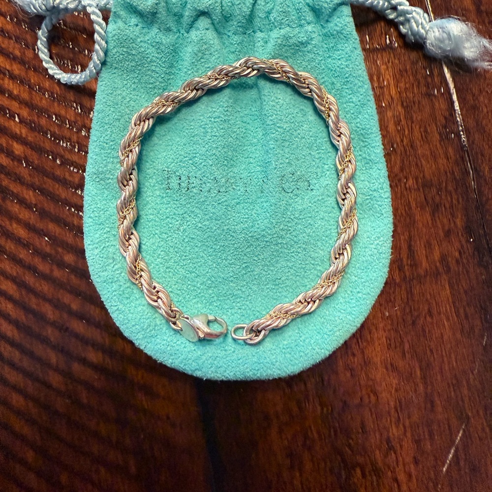 Tiffany & Co. Sterling Silver and Gold Rope Bracelet